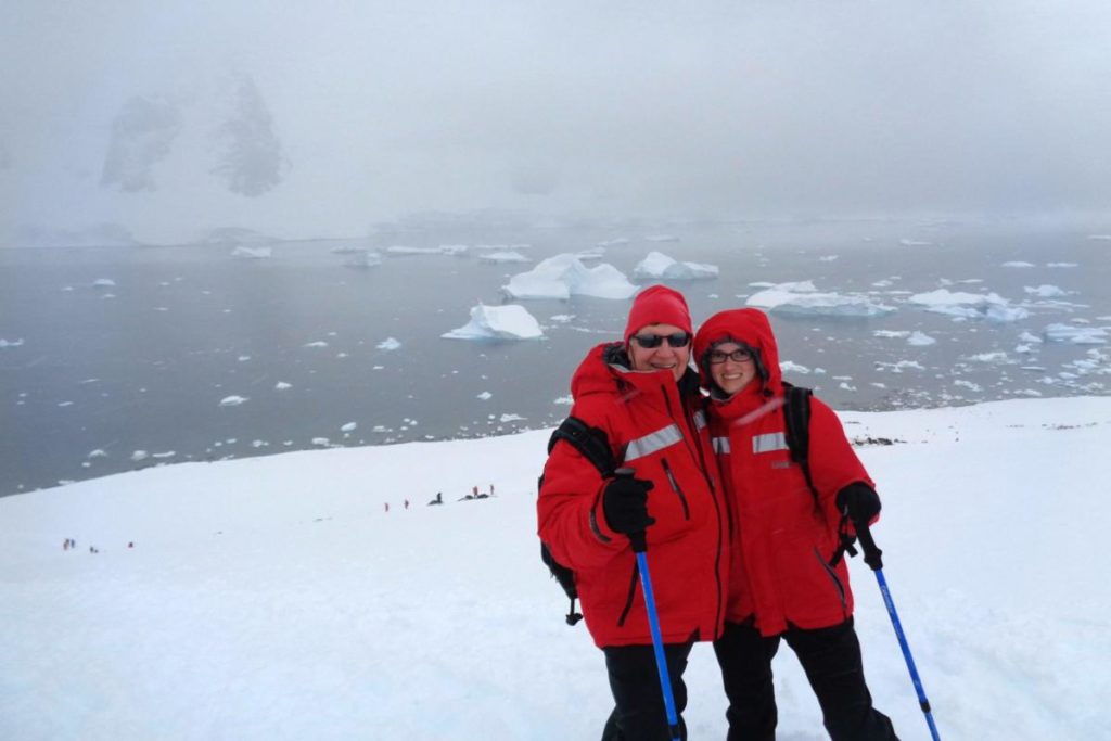 Hiking up Danco Island in Antarctica