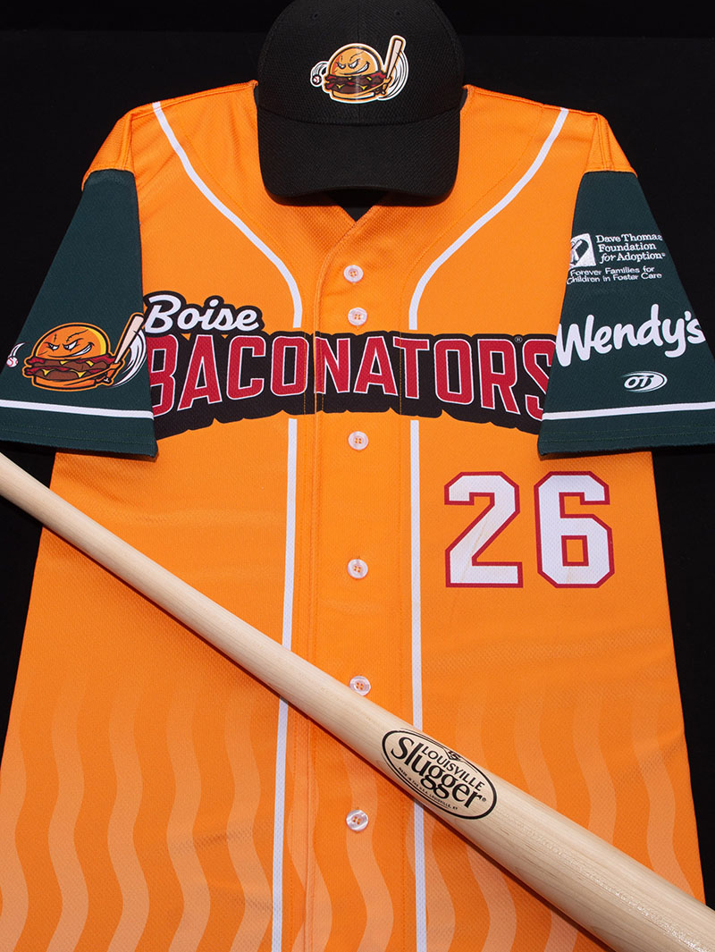 Boise Baconators Jersey, Hat, and Baseball Bat