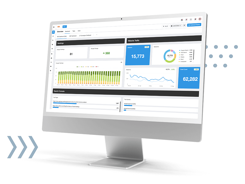 SEO services dashboard example