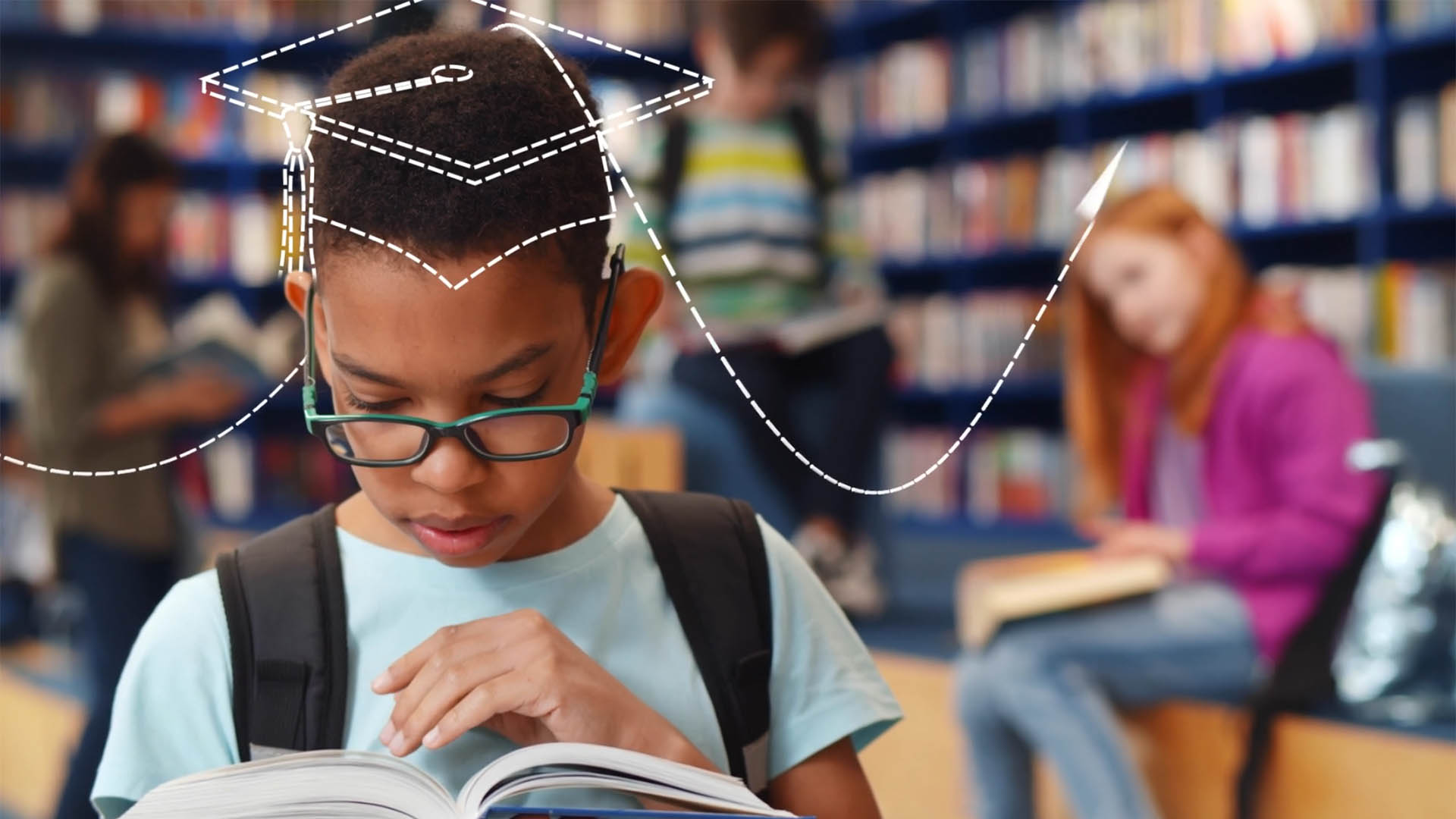 children in a library