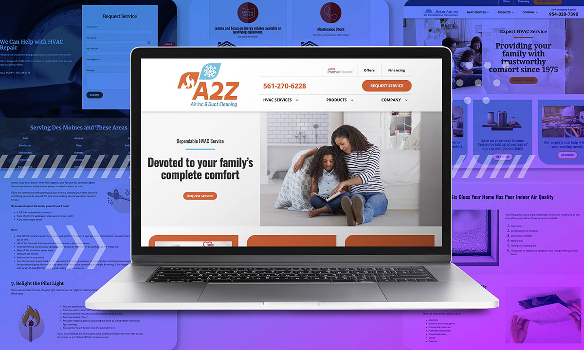 Business website on a laptop screen