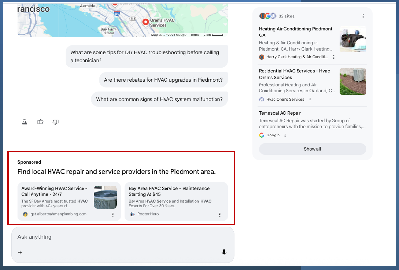 sponsored service provider chatbots